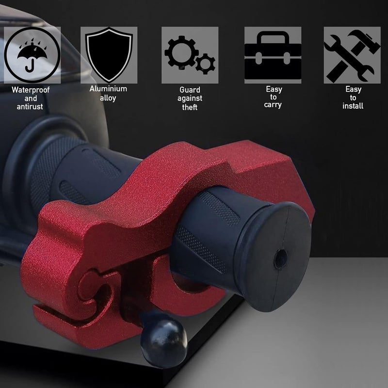 BeTime Motorcycle Locks Anti Theft: CNC Heavy Duty Handlebar Throttle Grip Brake Lever Security Motorcycle Lock Universal for Dirt Bike Moped Scooter Motorbike, ATV Alarm Accessories (Red) - Image 4